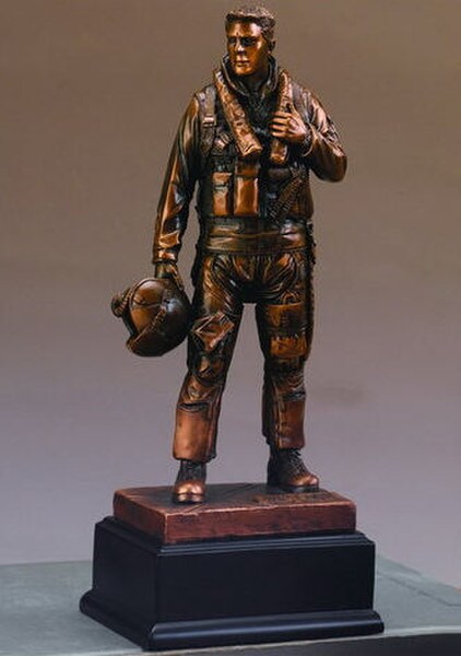 Air Force Military Hero Figurine With Helment and Gear Pilot Statue